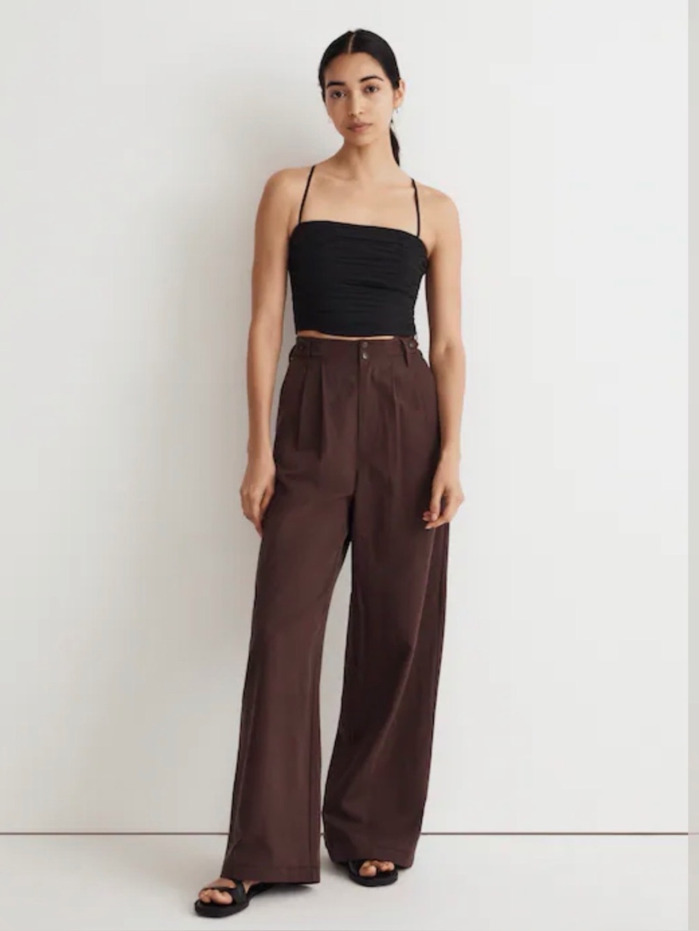 Madewell Wide-Leg Pants in Dark Brown